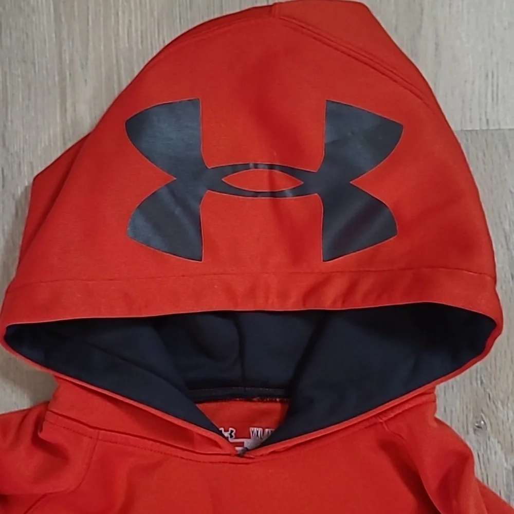 Under armour HOODY ORANGE/ RED Size yxl - Picture 2 of 8